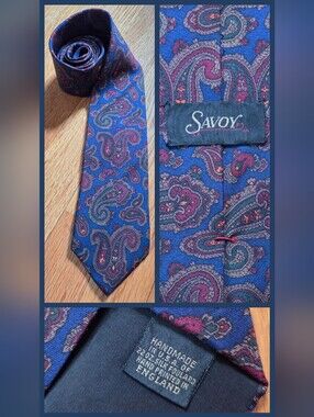 Vintage Savoy 22oz Silk Foulard Paisley Tie – Hand Printed in England